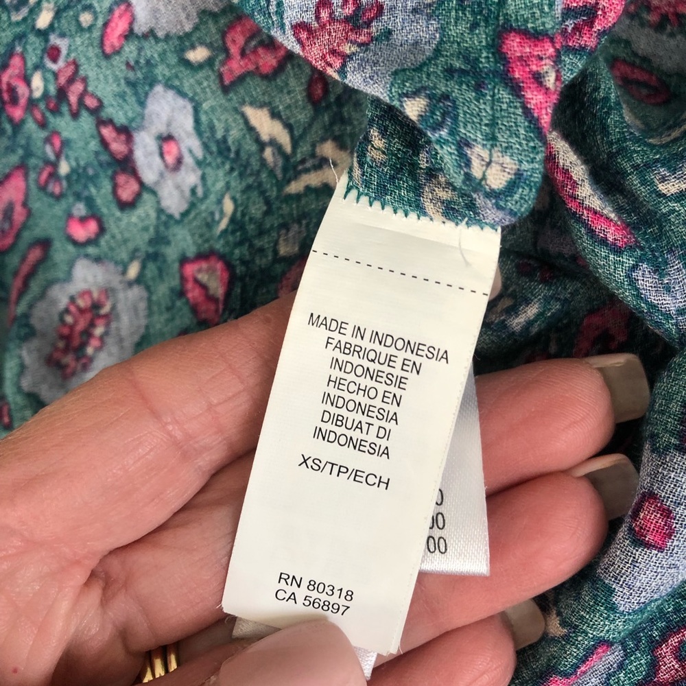 Lucky Brand teal floral top small - Picture 3 of 8
